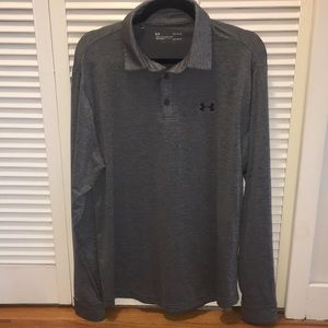 Men’s Under Armour (Heat Gear) Grey Long Sleeve Polo